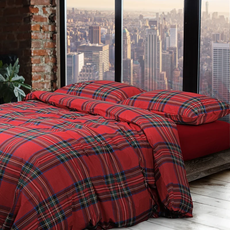 Parure Copripiumino in Puro Cotone Fantasia Scozzese - Tartan