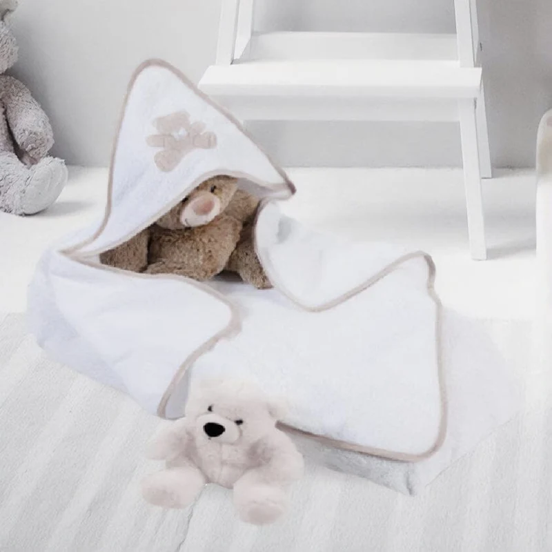 Accappatoio da Neonato in Spugna di Puro Cotone - Teddy