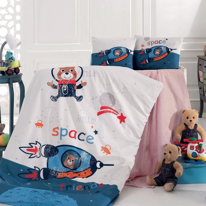 Parure Copripiumino per Lettino in Puro Cotone con Fantasia - Space