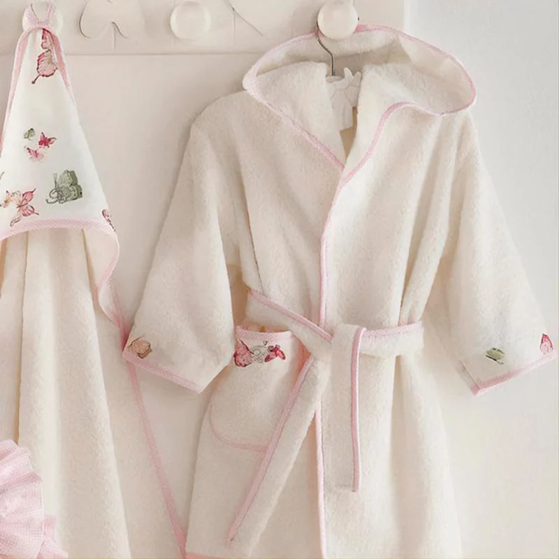 Accappatoio con Cappuccio da Bambino in Spugna di Cotone - Ariella