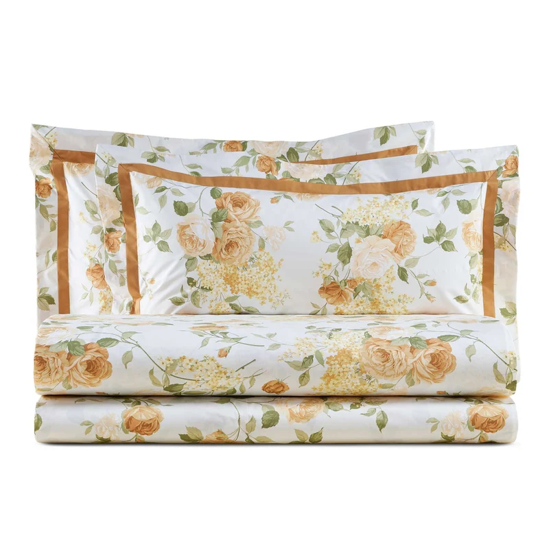 Completo Lenzuola in Percalle di Cotone Fantasia Floreale - Sanderson