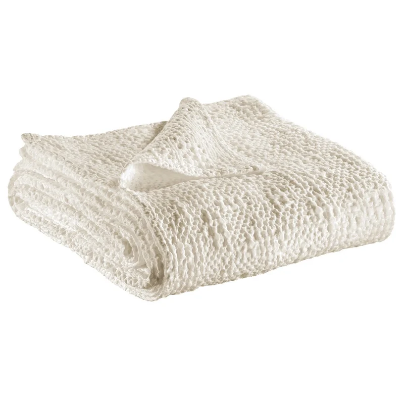 Plaid in Puro Cotone a Nido D'Ape StoneWashed - Tana