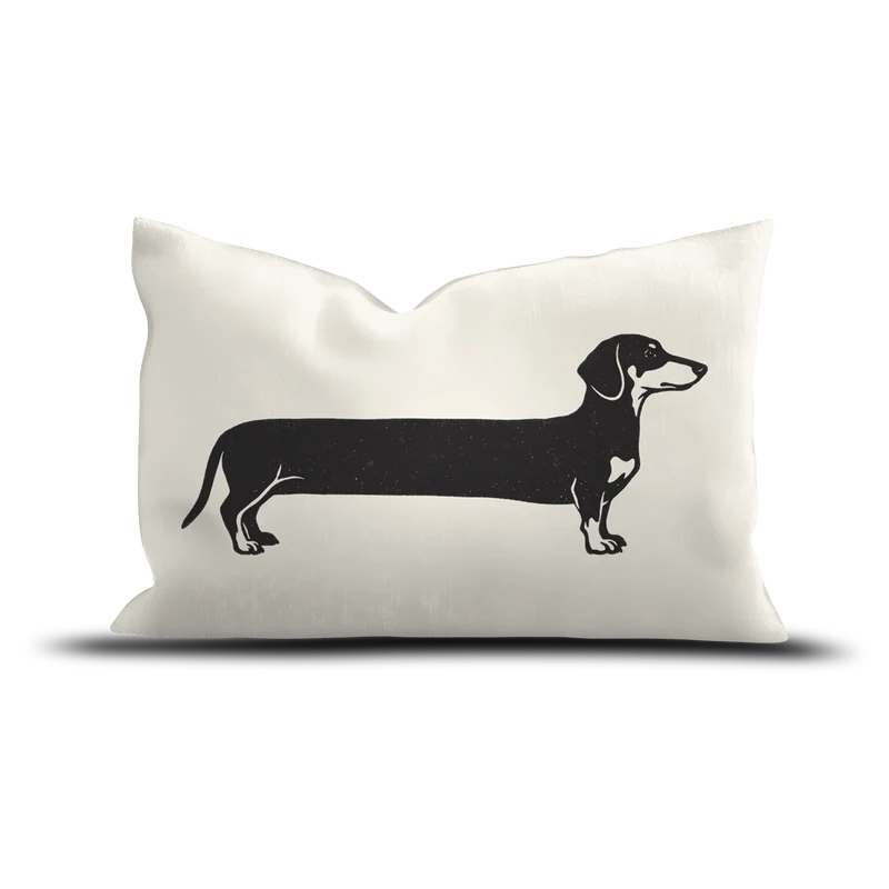 Cuscino bassotto in velluto in bianco e nero