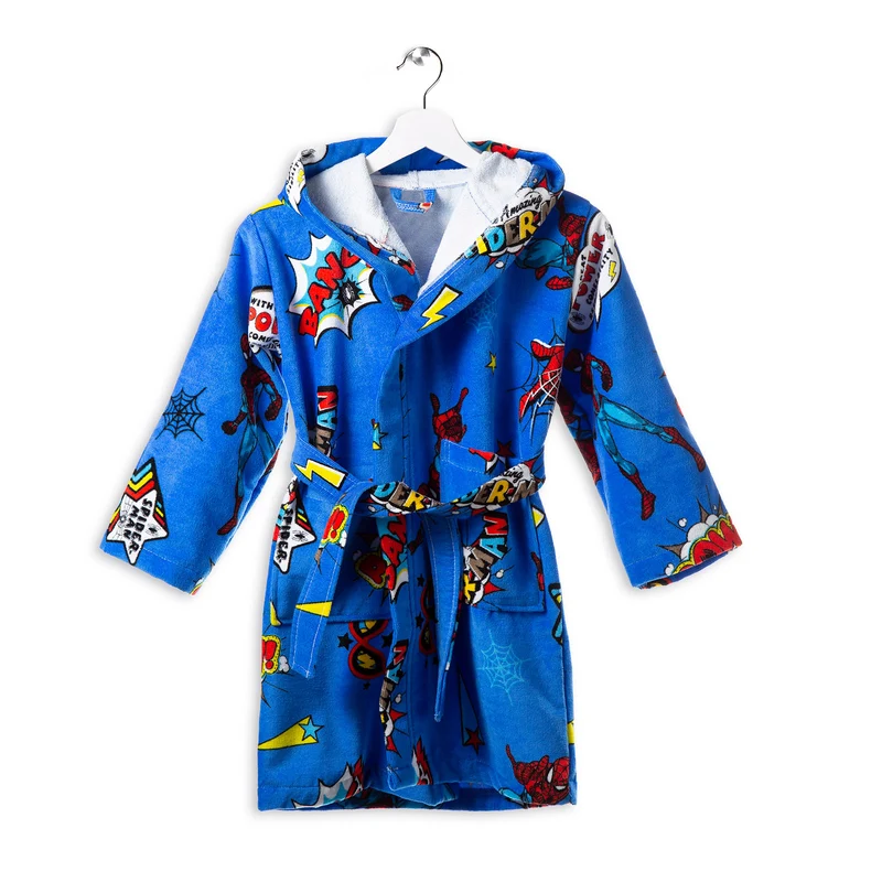 Accappatoio con Cappuccio spiderman power in Cotone 300 gr/mq
