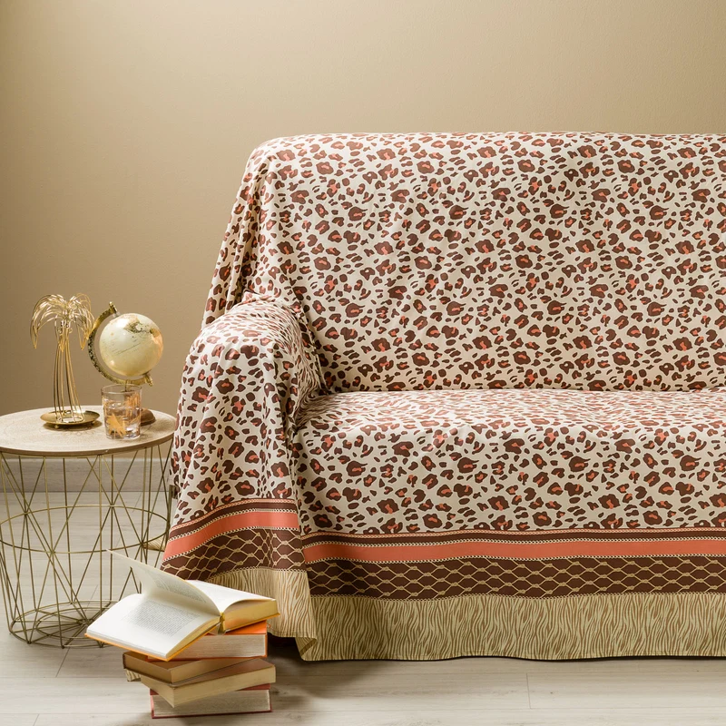 Telo arredo Copridivano Grandecor leopard Moderno in Cotone