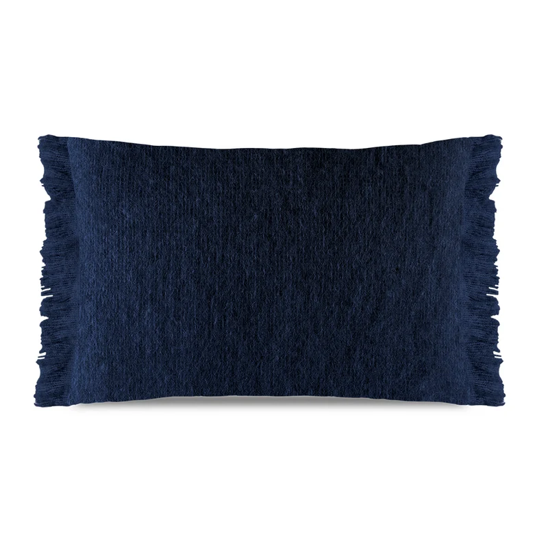 Cuscino in mohair tinta unita indaco