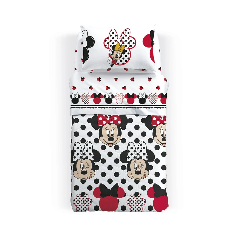 Copriletto Primaverile minnie pois in Cotone 80 gr/mq