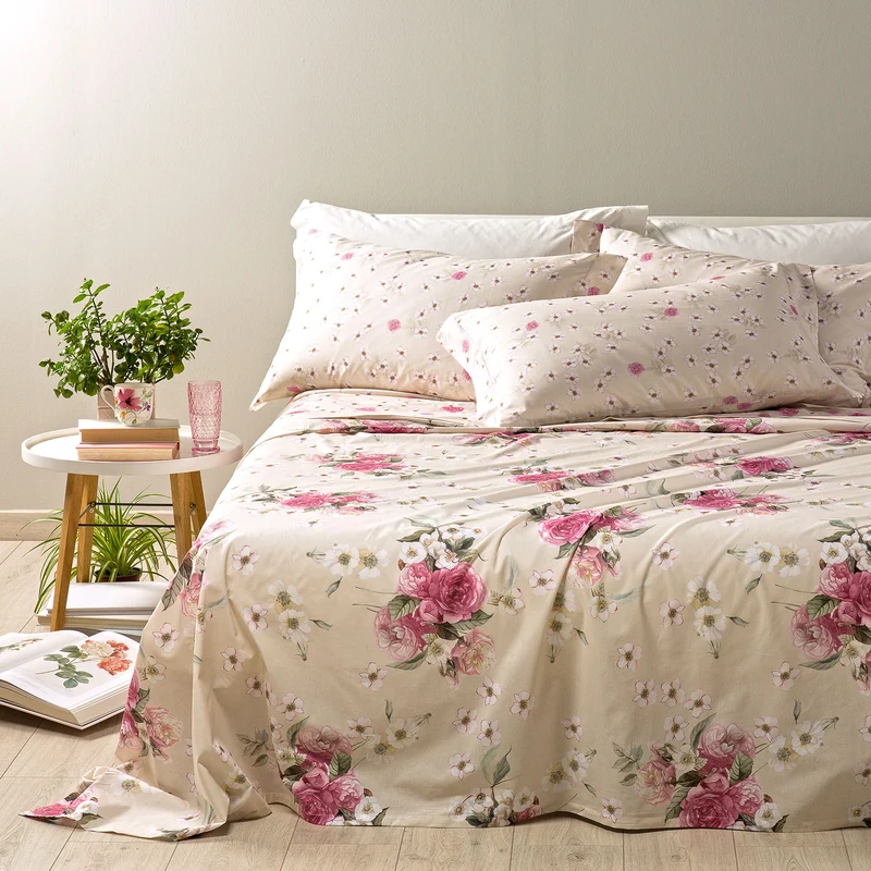 Copriletto Estivo millefiori Bouquet in Cotone Panama