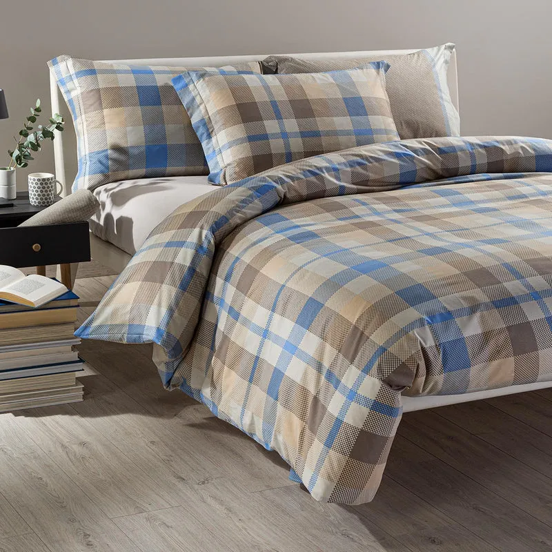 Completo Copripiumino check Geo Design in Cotone