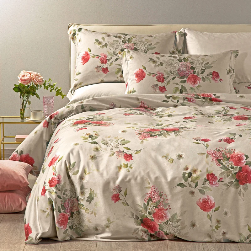 Completo Copripiumino rosier Floreale in Raso di cotone