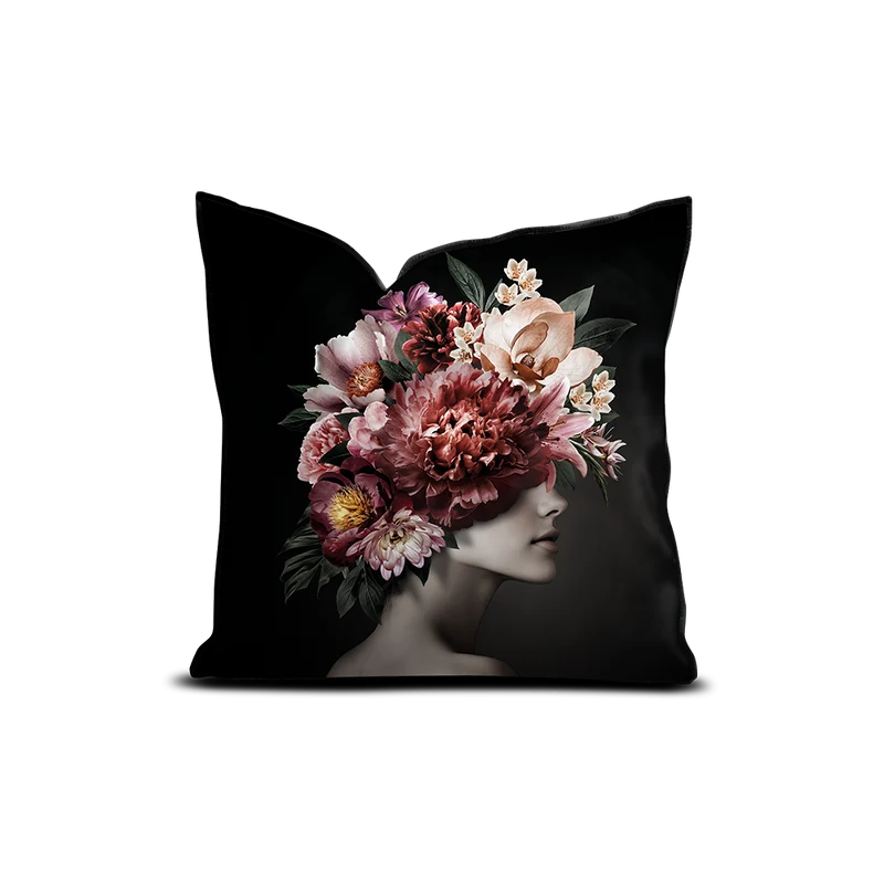 Cuscino in velluto Peonia