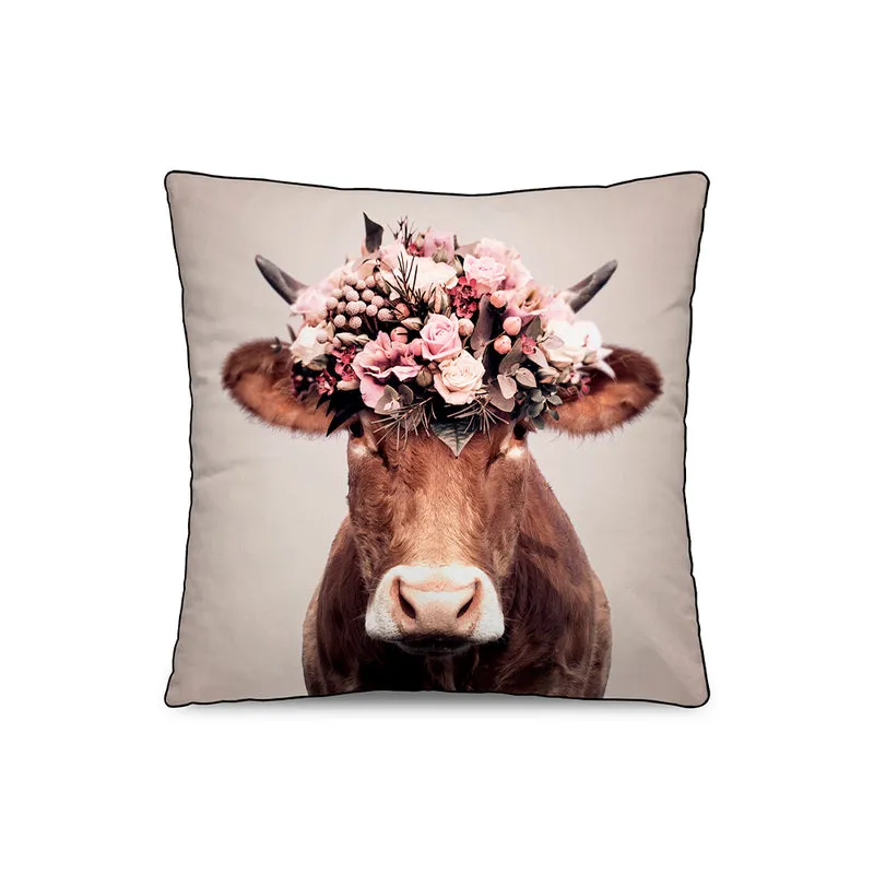 Cuscino in velluto di pelle di mucca Marguerite
