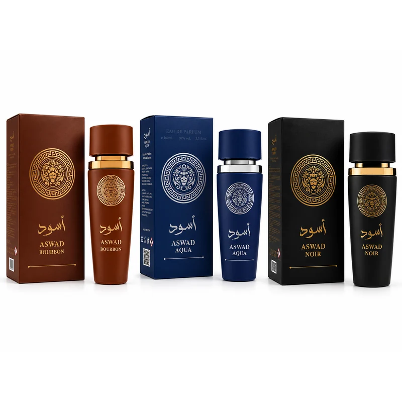 Aswad Set 3 Profumi Eau de Parfum 100 ml – Aswad Bourbon, Aswad Noir e Aswad Aqua Il Gruppone