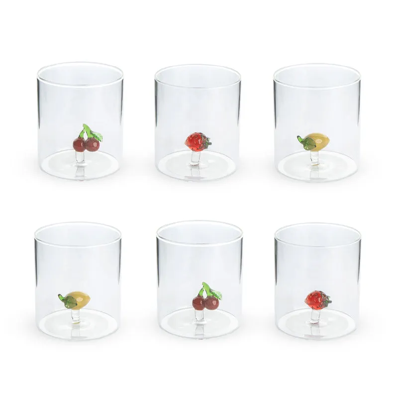 Set 6 Bicchieri 3D in Vetro Borosilicato 36 CL in Resistenti con Figura all'Interno Il Gruppone
