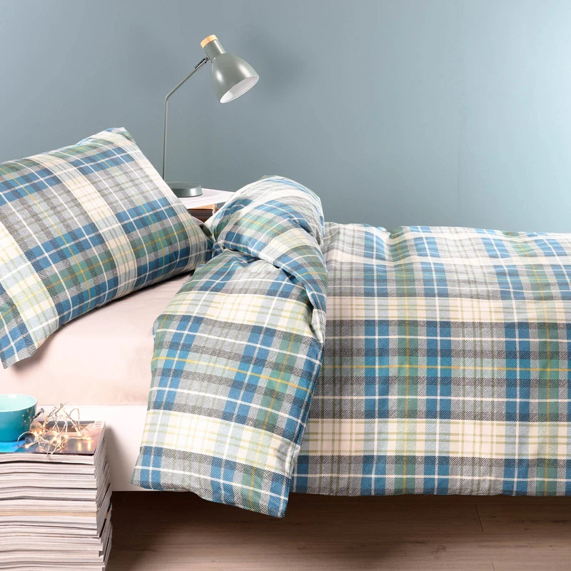 Copripiumino con federe tartan in Cotone