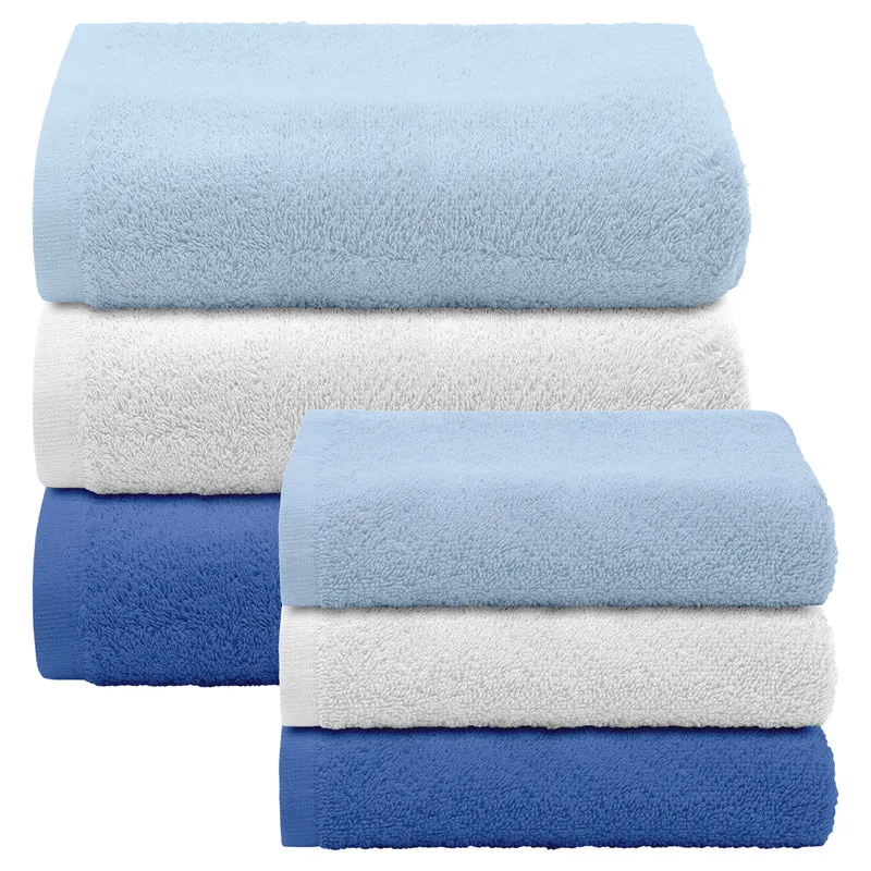Set Asciugamani Bagno 6 Pezzi in Spugna di Cotone Morbidi Bicolore Il Gruppone
