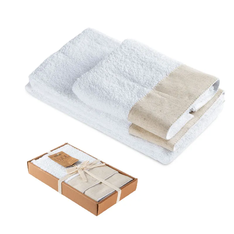 Set Asciugamani Bagno 2 Pezzi con Balza in Lino Il Gruppone