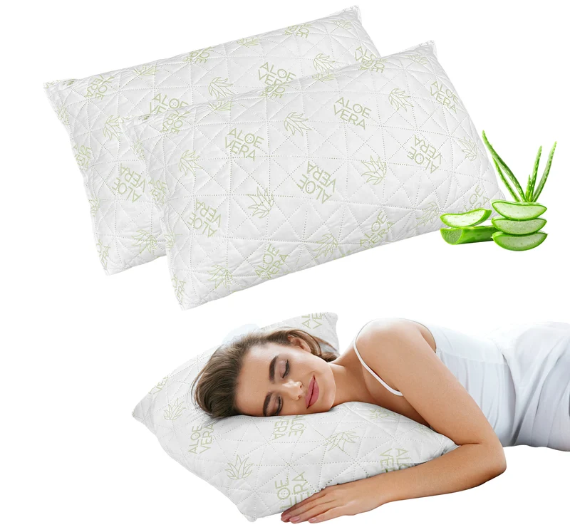 Coppia Guanciali Aloe Vera Fiocco Memory 50x80 Cm Cuscini Saponetta Anatomici Lavabili In Lavatrice Cuscino Letto Traspirante Anallergico A Memoria Contro Dolori Collo Cervicale