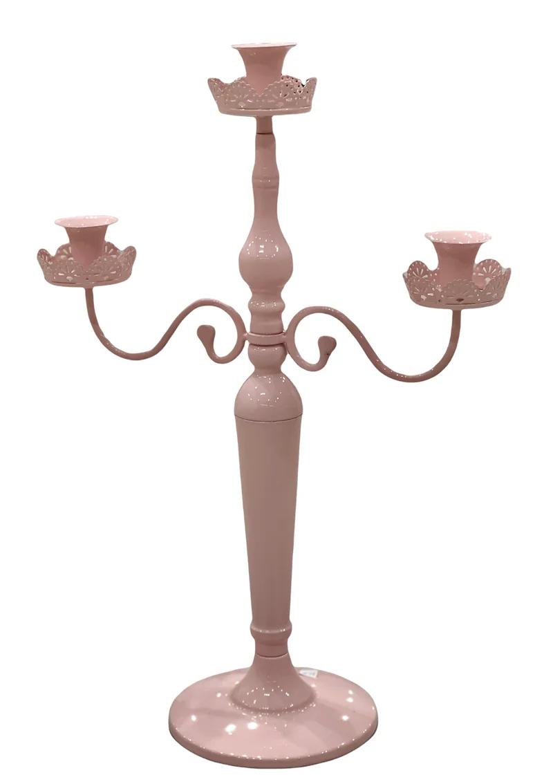 Candeliere 3 Fiamme H 55 Bianco Acciaio Bianco LINEA ARTEMIS
