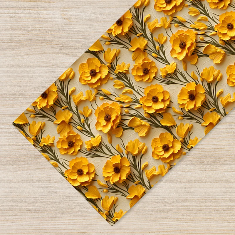 Tappeto Cucina Antiscivolo Made in Italy Passatoia Antimacchia Fiore Giallo