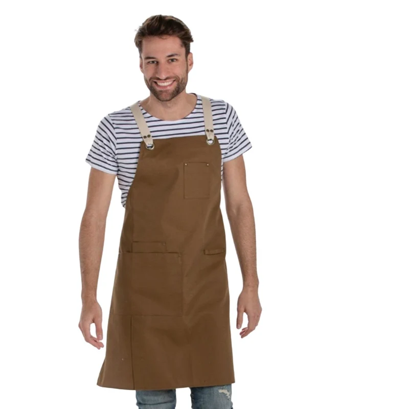 Delantal Peto Unisex Bolsillos Marrón