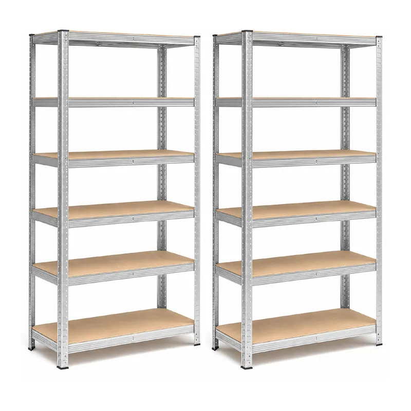 Set 2 Scaffali 6 Ripiani Metallici Modulari 180x90x40