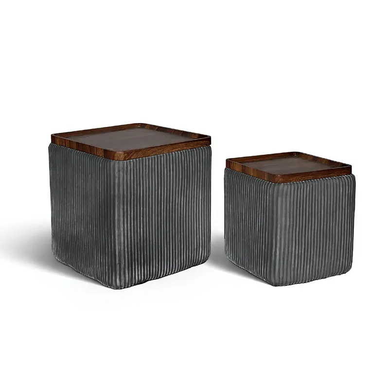 Set 2 Pouf Contenitore Quadrati in Velluto Il Gruppone