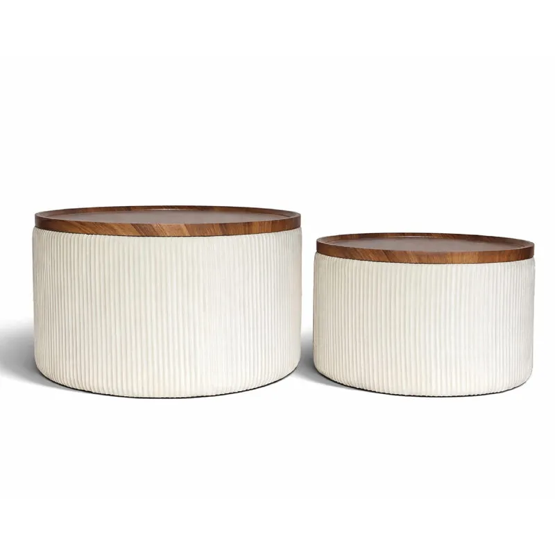 Set 2 Pouf Contenitore Rotondi in Velluto Il Gruppone