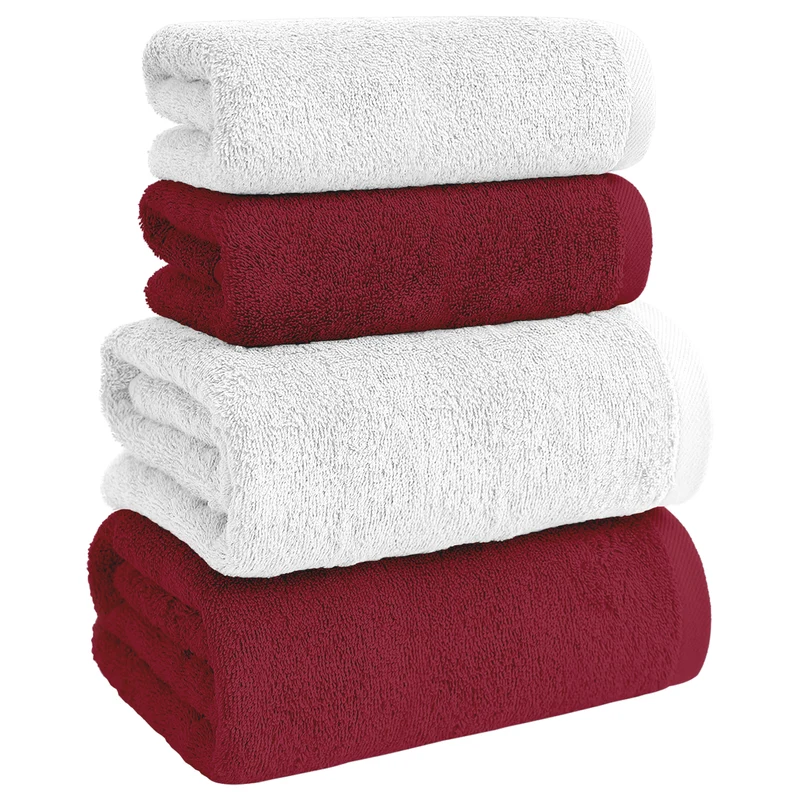 Set Asciugamani Bagno 4 Pezzi in Spugna di Cotone 500 g Certificati Oeko-Tex Bicolore Il Gruppone