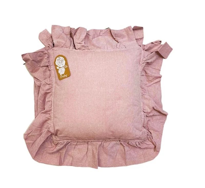 ATELIER17 CUSCINI SEDIA QUADRATO CON BALZE ESSENTIEL COTONE ROSA 40×40 CM