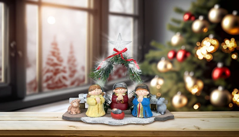 Presepe In Terracotta Statuine Sacra Famiglia Dipinte A Manon Luce Capanna Il Gruppone