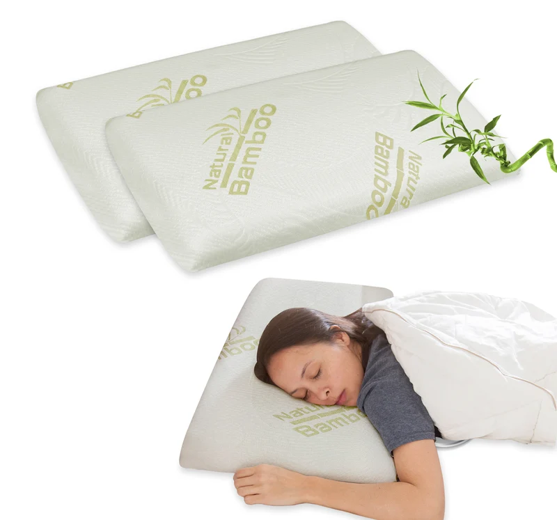Coppia Guanciali In Vero Memory Foam Cuscino Saponetta Fodera Bambù Il Gruppone