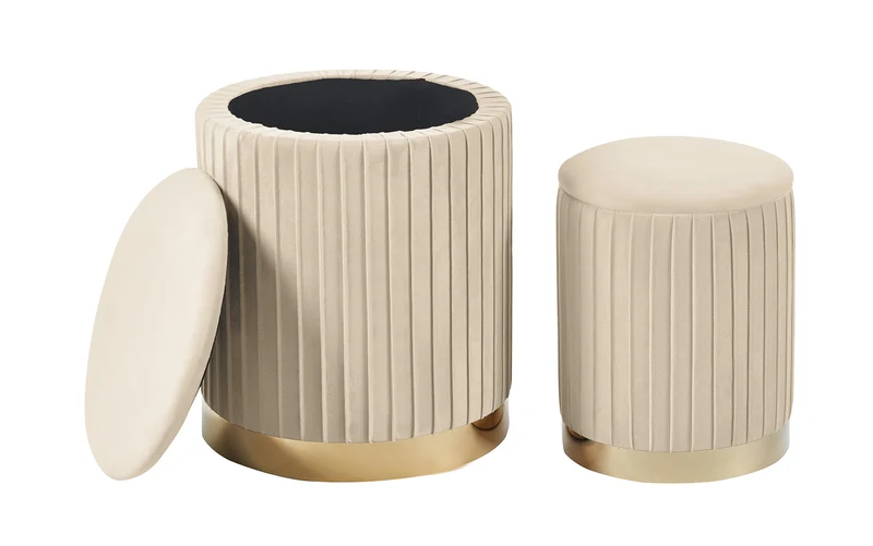 Set Di 2 Pouf Contenitori Velluto Design Moderno Sgabello A Coste Il Gruppone