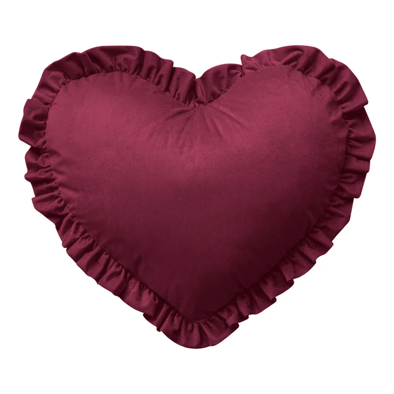 Cuscino Cuore Decorativo in Velluto con Bordo Frill Sfoderabile 45x45 cm Il Gruppone