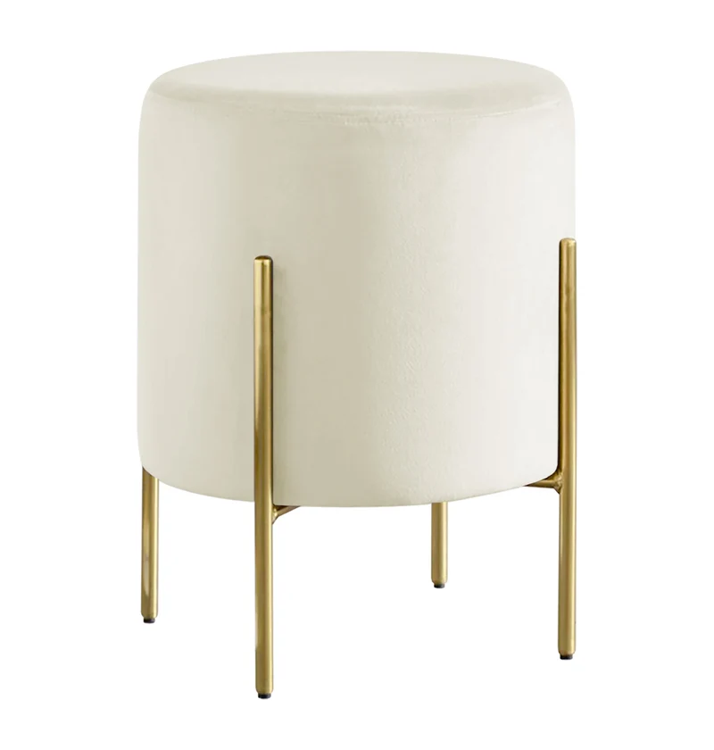 Pouf Poggiapiedi In Velluto Con Gambe Dorate Elegante Imbottito Rotondo Il Gruppone