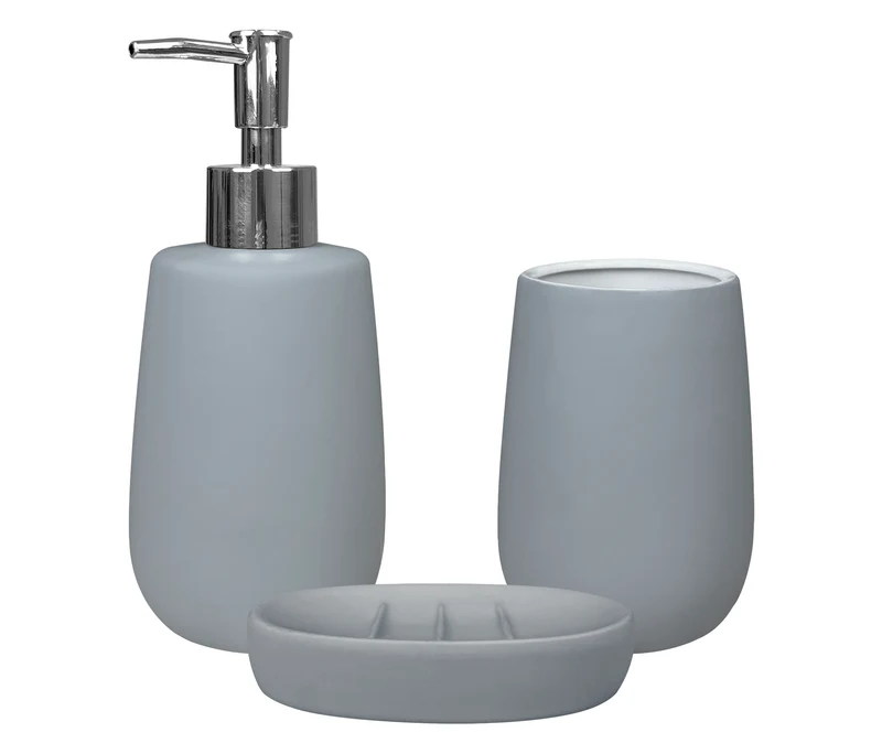 Set Accessori Bagno 3 Pezzi in Ceramica Design Moderno Da Appoggio Il Gruppone