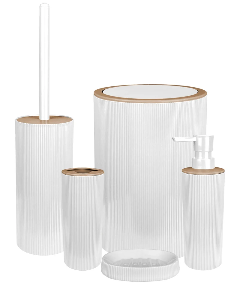 Set Accessori Bagno 5 Pezzi Design Moderno in Plastica Il Gruppone