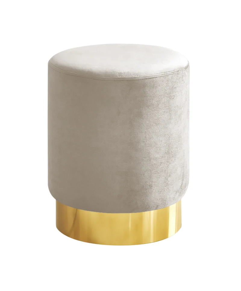 Pouf Cilindro Poggiapiedi Salotto In Velluto Sgabello Camera Con Base Dorata Il Gruppone