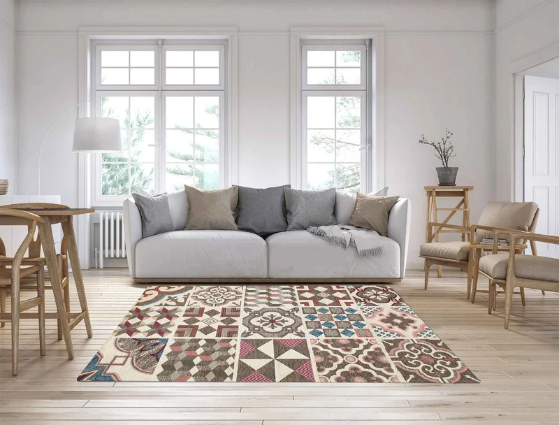 Tappeto Arredo Moderno in Ciniglia Antiscivolo Made in italy Maioliche Fango Il Gruppone