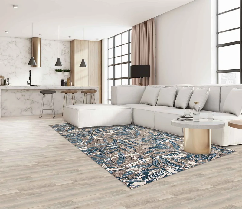 Tappeto Arredo Moderno in Ciniglia Antiscivolo Made in italy Foliage Ottanio Il Gruppone