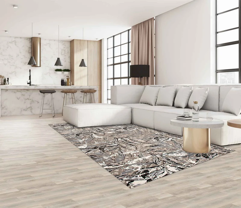 Tappeto Arredo Moderno in Ciniglia Antiscivolo Made in italy Foliage Antracite Il Gruppone