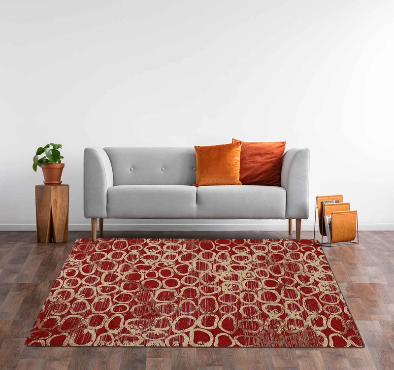 Tappeto Arredo Moderno in Ciniglia Antiscivolo Made in italy Esopo Rosso Il Gruppone