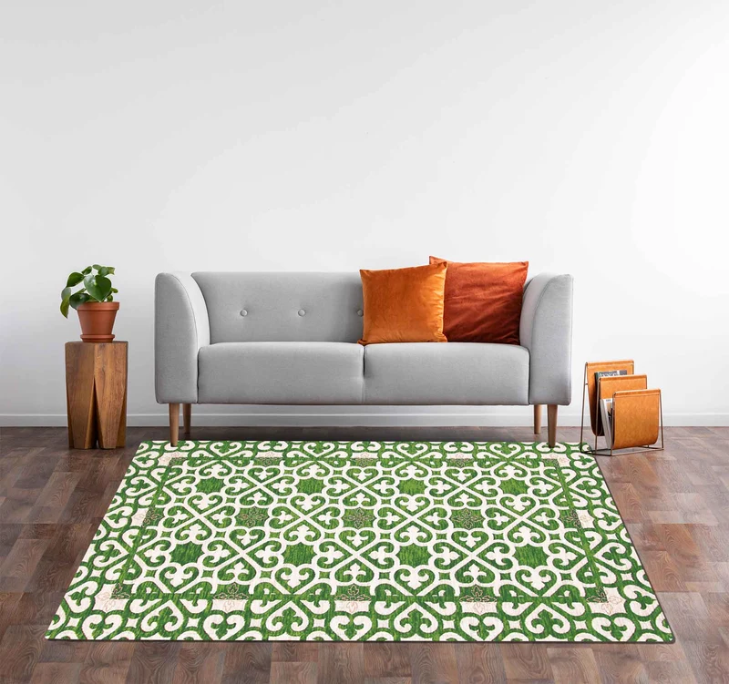 Tappeto Arredo Moderno in Ciniglia Antiscivolo Made in italy Arabic Verde Il Gruppone