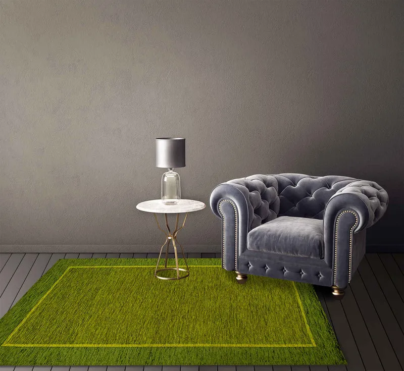 Tappeto Arredo Moderno Antiscivolo in Ciniglia Made in italy Cotone Roma Verde