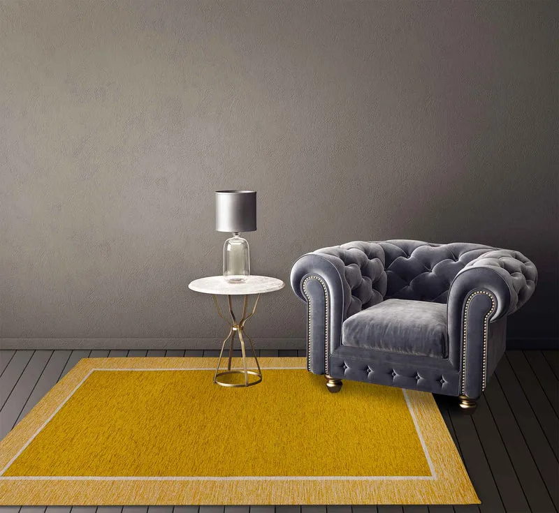 Tappeto Arredo Moderno Antiscivolo in Ciniglia Made in italy Cotone Roma Senape