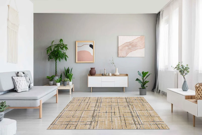 Tappeto Arredo Moderno Antiscivolo in Ciniglia Made in italy Disegni Piazzati Cotone Misure Grande