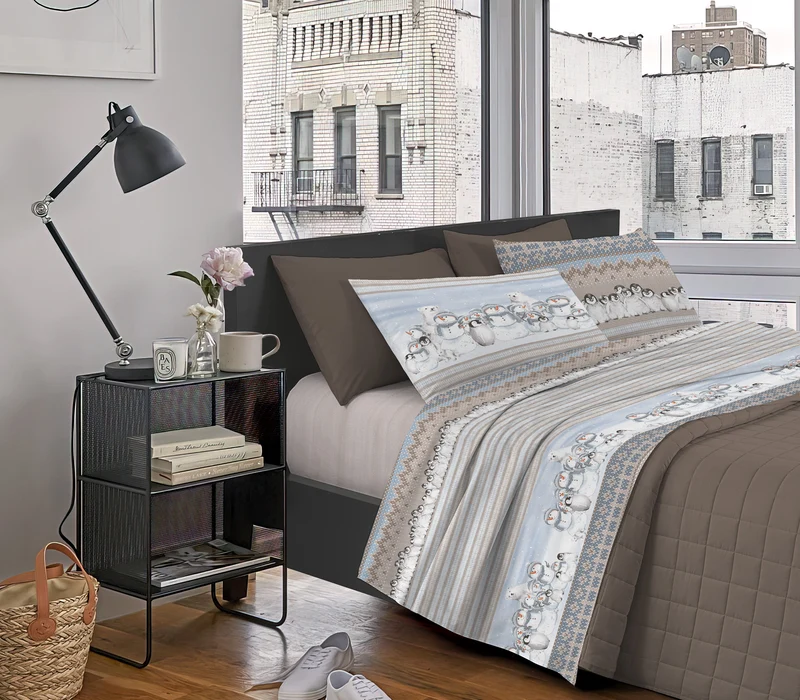 Completo Letto Stampato in Cotone Made in Italy Dis.Polare-Volare Il Gruppone