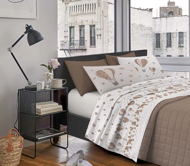 Completo Letto Stampato in Cotone Made in Italy Dis.Mongolfiera Il Gruppone