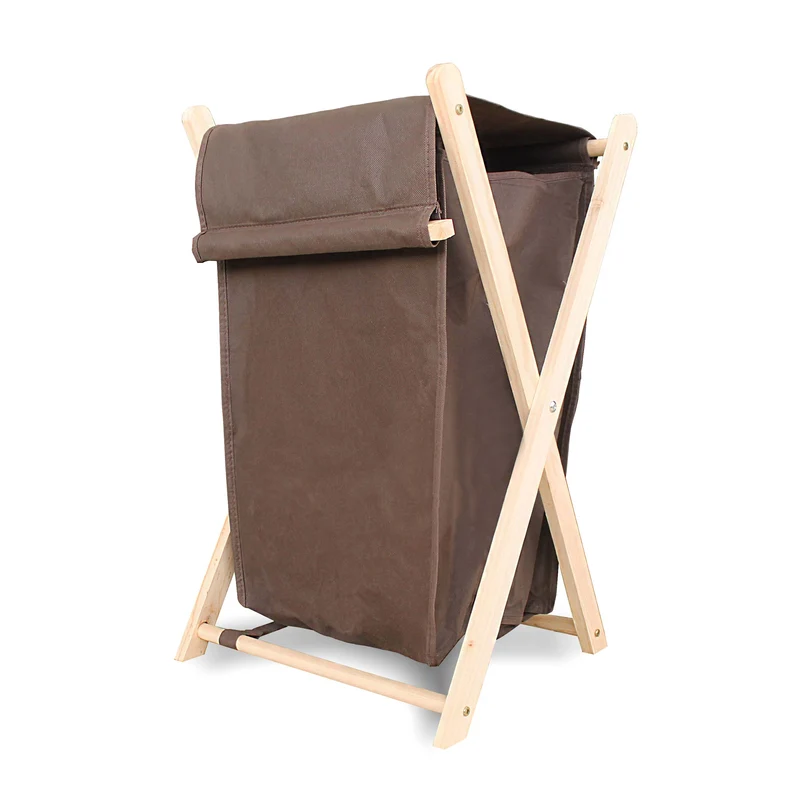 Cesto Porta Biancheria Pieghevole Con Coperchio in vero legno